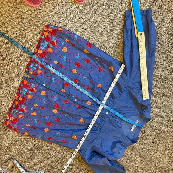 Old Navy Cotton Boho Beach Summer Floral Button up Blouse Top Women Size L - Picture 3 of 4